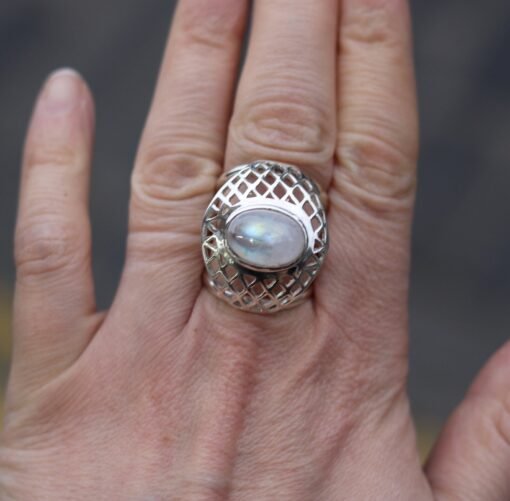 Rainbow Moonstone Ring | 925 Sterling Silver - Image 2