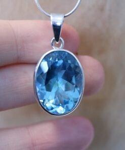 Blue Topaz Pendant 925 Sterling Silver