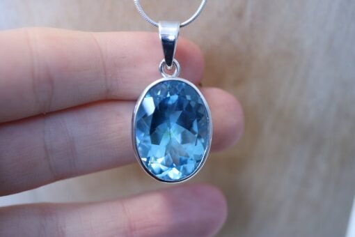 Blue Topaz Pendant 925 Sterling Silver