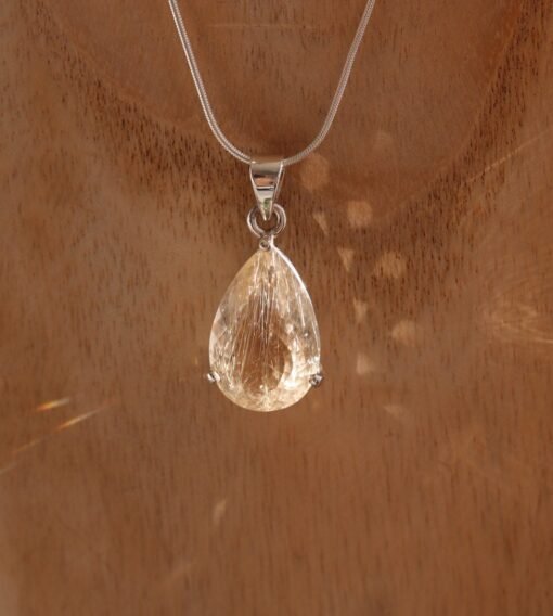 Rutilated Quartz Pendant in 925 Sterling Silver casing - Image 6