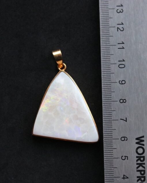 White Precious Opal Pendant in 9 Carat Gold Setting - Image 9