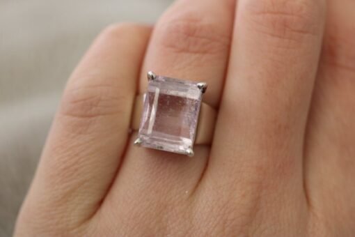 Kunzite Adjustable Ring | 925 Sterling Silver