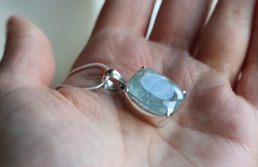 Aquamarine Pendant 925 Sterling Silver - Image 3