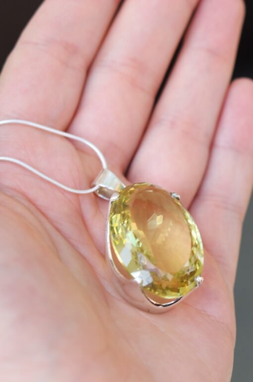 Lemon Quartz Pendant|  925 Sterling Silver - Image 2