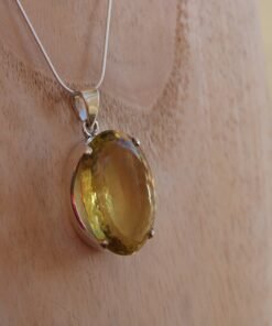 Lemon Quartz Pendant|  925 Sterling Silver