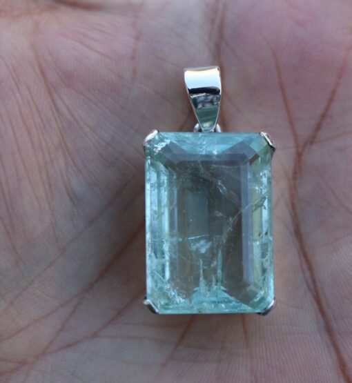 Aquamarine Pendant 925 Sterling Silver - Image 3