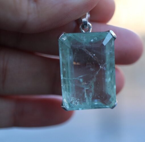 Aquamarine Pendant 925 Sterling Silver