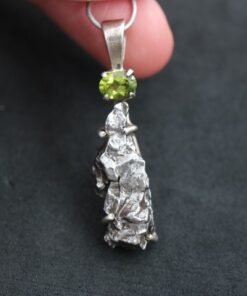 Meteorite and Peridot Pendant | 925 Sterling Silver