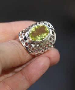 Lemon Quartz Ring 925 Sterling Silver