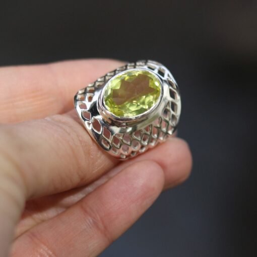 Lemon Quartz Ring 925 Sterling Silver
