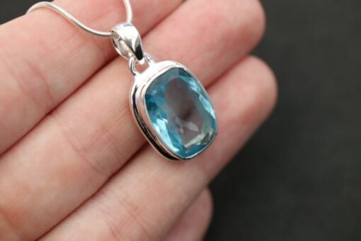 Blue Topaz Pendant 925 Sterling Silver - Image 3